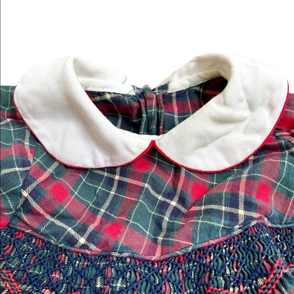 Vintage 80s Baby Jumper Plaid Bubble Collared - Picture 2 of 4